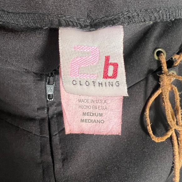 2B Clothing Vintage Lace Up Boot Cut Trouser Pants M Black High Rise Gothic - Picture 6 of 8